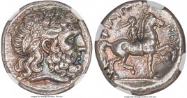 MACEDONIAN KINGDOM. Philip II (359-336 BC). AR tetradrachm (24mm, 14.48 gm, 7h). NGC Choice AU 5/5 - 4/5. Amphipolis IIA, ca. 348/7-343/2 BC. Laureate...