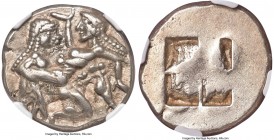 THRACIAN ISLANDS. Thasos. Ca. 525-450 BC. AR stater or didrachm (23mm, 9.65 gm). NGC Choice XF 5/5 - 5/5. Thasian standard. Archaic nude ithyphallic S...