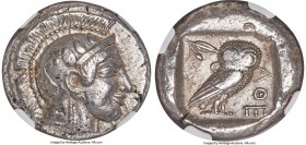 ATTICA. Athens. Ca. 475-465 BC. AR tetradrachm (24mm, 17.24 gm, 1h). NGC Choice VF 5/5 - 4/5, Full Crest. Head of Athena right with frontal eye and 'a...