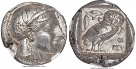 ATTICA. Athens. Ca. 465-455 BC. AR tetradrachm (23mm, 17.17 gm, 10h). NGC Choice AU 5/5 - 5/5. Head of Athena right, wearing crested Attic helmet orna...
