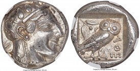 ATTICA. Athens. Ca. 465-455 BC. AR tetradrachm (23mm, 17.18 gm, 7h). NGC AU 5/5 - 5/5. Head of Athena right, wearing crested Attic helmet ornamented w...