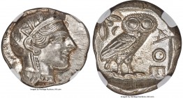 ATTICA. Athens. Ca. 440-404 BC. AR tetradrachm (25mm, 17.22 gm, 3h). NGC MS 5/5 - 4/5. Mid-mass coinage issue. Head of Athena right, wearing crested A...