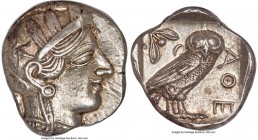 ATTICA. Athens. Ca. 440-404 BC. AR tetradrachm (25mm, 17.19 gm, 7h). NGC Choice AU 5/5 - 5/5. Mid-mass coinage issue. Head of Athena right, wearing cr...