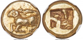 IONIA. Phocaea. Ca. 625-522 BC. EL sixth-stater or hecte (10mm, 2.58 gm). NGC Choice XF 5/5 - 4/5. Ram recumbent left; small seal swimming left above ...