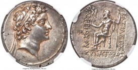 SELEUCID KINGDOM. Antiochus V Eupator (164-162 BC). AR tetradrachm (29mm, 16.80 gm, 1h). NGC Choice XF S 5/5 - 4/5. Antioch on the Orontes. Diademed h...