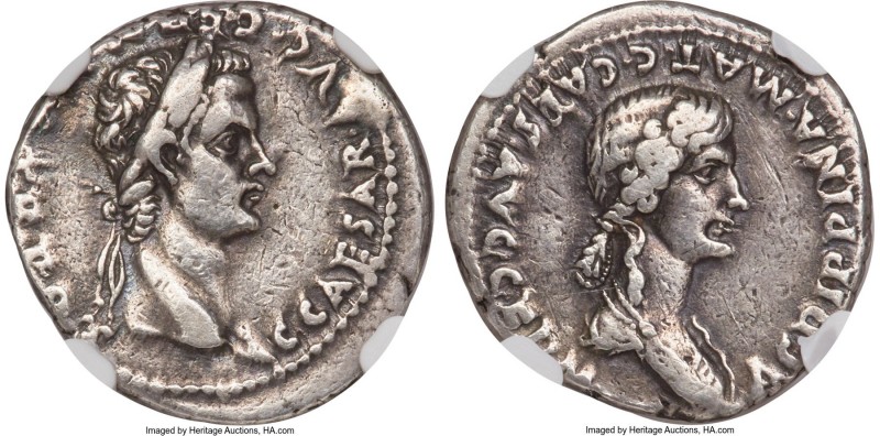 Gaius 'Caligula' (AD 37-41), with Agrippina Senior. AR denarius (19mm, 3.71 gm, ...