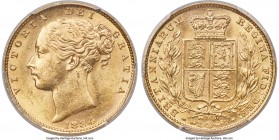 Victoria gold "Shield" Sovereign 1884-M MS64 PCGS, Melbourne mint, KM6, S-3854A. Tied for the joint-finest certified across both NGC and PCGS, a rathe...