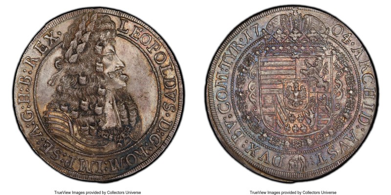 Leopold I Taler 1704 MS63 PCGS, Hall mint, KM1303.4, Dav-3245. A charming exampl...