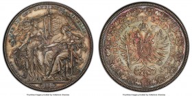 Franz Joseph I silver "Shooting Festival" Medal 1880 MS66 PCGS, KM-XM6, Wurzbach-9360, Hauser-5101. By Scharff. UEB AUG UND HAND FUER'S VATERLAND; Aus...