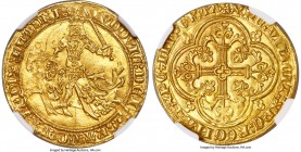 Flanders. Louis II de Mâle gold Franc à cheval (Gouden Rijder) ND (1346-1384) MS64 NGC, Ghent mint, 3.81gm, Fr-156, Delm-458, DeMay-193. LVDOVIC´ o DE...