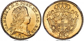 João V gold 12800 Reis (Dobra) 1727-M AU Details (Removed From Jewelry) NGC, Minas Gerais mint, KM139, LMB-285. The first date in the series, which sp...