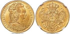 Maria I gold 6400 Reis 1790-R MS61 NGC, Rio de Janeiro mint, KM226.1, LMB-528. With beautiful reddish-gold hues that envelope the flan and precise det...