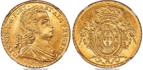 João Prince Regent gold 6400 Reis 1808-R MS61 NGC, Rio de Janeiro mint, KM236.1, Fr-93, LMB-558. Beaming with golden luster, the fields possess the ch...