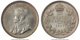 George V Specimen 10 Cents 1929 SP67 PCGS, Ottawa mint, KM23a. A fully struck and impressively sharp Specimen striking showcasing rich detailing over ...
