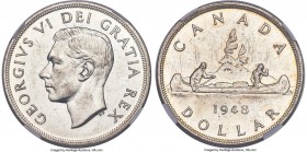George VI Dollar 1948 MS63 NGC, Royal Canadian mint, KM46. A key date in the series, represented admirably by this choice example, conveying cartwheel...