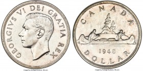 George VI Dollar 1948 MS63 NGC, Royal Canadian mint, KM46. Mintage: 18,780. The undisputed key date of the George VI dollar series, and decidedly flee...