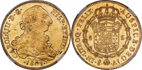Charles IV gold 8 Escudos 1801 So-AJ AU58 Prooflike NGC, Santiago mint, KM54, Onza-1169. A superior example of this popular type, with an interesting ...