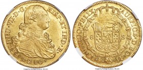 Ferdinand VII gold 8 Escudos 1810 P-JF AU55 NGC, Popayan mint, KM66.2, Cal-67. A less-circulated offering revealing a large degree of residual mint lu...