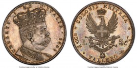 Italian Colony. Umberto I 5 Lire (Tallero) 1891 MS64+ PCGS, Rome mint, KM4, Mont-80. A striking near-gem example of this popular issue, and conditiona...