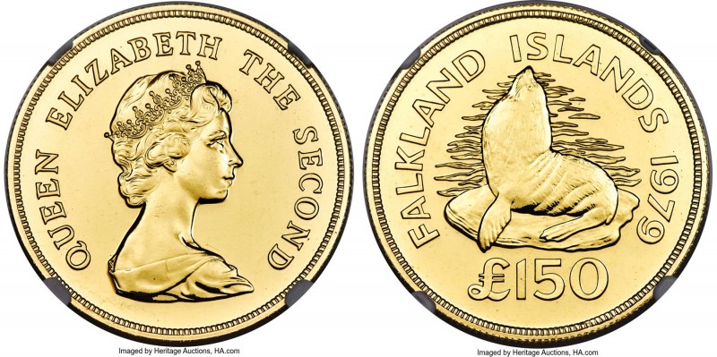 British Colony. Elizabeth II gold "Falkland Fur Seal" 150 Pounds 1979 MS67 NGC, ...