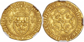 Charles VII gold Écu d'Or à la Couronne ND (1422-1461) MS62 NGC, Romans mint (pellet beneath 2nd letter), Fr-307, Dup-511, Ciani-633. 3.49gm. Crowned ...