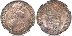 Louis XIV Ecu 1657- SV S MS62 NGC, Saint Palais mint, KM-Unl., Sobin-1332 (R2), Gad-203 (R2). With arms of Navarre on reverse. A very rare mint within...