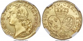 Louis XV gold Louis d'Or 1754-A MS64 NGC, Paris mint, KM513.1. A luminous example of this mid-18th century type conveying abundant golden brilliance a...