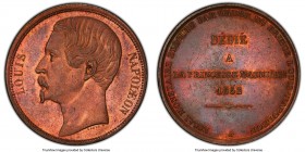Napoleon III copper Specimen Essai 5 Francs 1854-A SP64 Red and Brown PCGS, Paris mint, Maz-1394a, Gad-720. An Essai or "Module" issue, the reverse te...