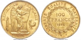 Republic gold 100 Francs 1886-A MS63 PCGS, Paris mint, KM832. A select example of this popular type, sparkling with fresh luster and with a hint of co...