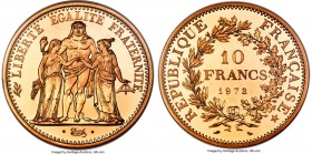 Republic gold Proof Piefort 10 Francs 1972 PR68 Ultra Cameo NGC, Paris mint, KM-P459, Gad-813P10. An elusive and popular issue with a limited mintage ...