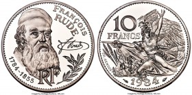 Republic platinum Proof Piefort "Francois Rude" 10 Francs 1984 PR69 Ultra Cameo NGC, Paris mint, KM-P922. Mintage: 5. Commemorative issue struck for t...