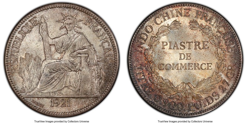 French Colony Piastre 1921 MS65 PCGS, San Francisco mint, KM5a.2, Lec-296. A gen...