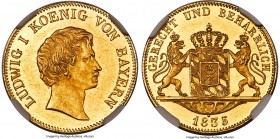 Bavaria. Ludwig I gold Ducat 1835 MS62 NGC, KM737.2, Fr-270b. An elusive one-year type with a mintage of only 2,048 pieces, the first we have seen and...