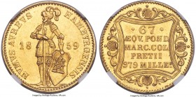 Hamburg. Free City gold Ducat 1859 MS64 NGC, KM579, D&S-80. Mintage: 10,120. The scarcest date of this generally low mintage type, presently tied with...