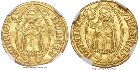 Lübeck. Free City gold Ducat ND (c. 1500) MS63 NGC, Fr-1474, Behrens-67. 3.64gm. An outstanding example of this early Ducat type depicting the figure ...