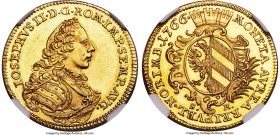 Nürnberg. Free City gold Ducat 1766-SR MS62 Prooflike NGC, KM358, Fr-1911. With the name and titles of Joseph II. A stunning representative of this sc...