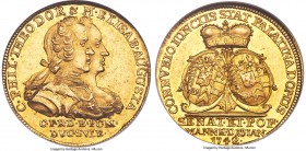 Pfalz-Sulzbach. Karl Theodor gold Ducat 1742 MS61 NGC, Mannheim mint, KM308, Fr-2038. Commemorating the Royal Marriage of Karl Theodor and Elizabeth A...