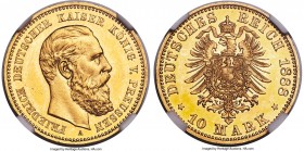 Prussia. Friedrich III gold Proof 10 Mark 1888-A PR63 Cameo NGC, Berlin mint, KM514, Fr-3829, J-247. A shimmering Proof emission bearing noteworthy re...