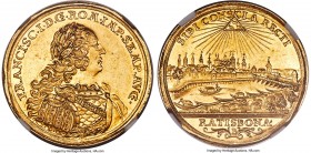 Regensburg. Free City gold Ducat ND (1745-1765) MS62+ NGC, KM305, Fr-2538. With the name and titles of Franz I. A nearly choice example of this deligh...