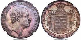 Saxe-Altenburg. Georg 2 Taler 1852-F MS61 NGC, Dresden mint, KM27, Dav-813. Mintage: 9,400. A scarce one-year issue marked by lightly dappled surface ...