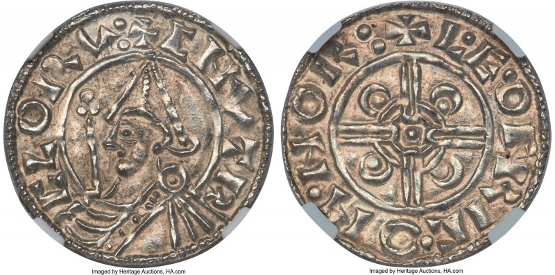 Kings of All England. Cnut (1016-1035) Penny ND (1024-1030) MS65 NGC, Norwich mi...