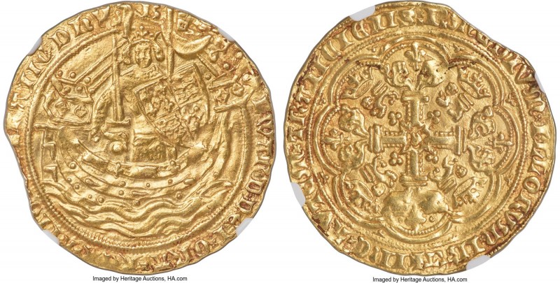 Edward III (1327-1377) gold Noble ND (1356-1361) UNC Details (Edge Filing) NGC, ...