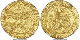 Henry VIII (1509-1547) gold Angel ND (1544-1547) AU50 NGC, Tower mint, Third coinage, Lis mm, S-2299, N-1830. 5.06gm. Beaming with bright yellow luste...