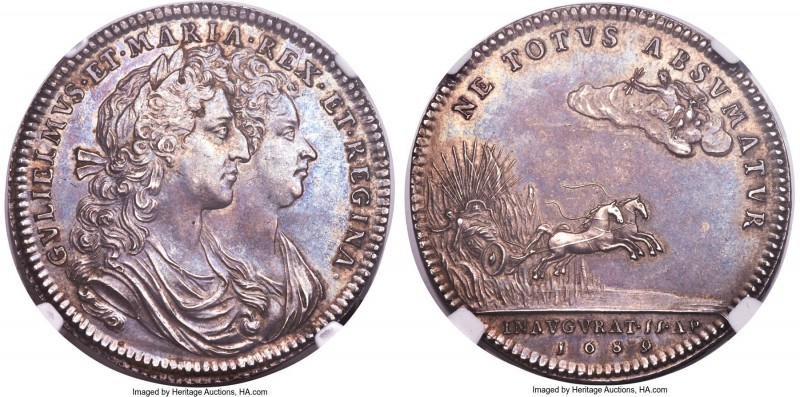 William & Mary silver "Coronation" Medal 1689 MS63 NGC, Eimer-312a, MI-I-662/25....