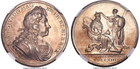 George I silver "Coronation" Medal 1714 MS64+ NGC, Eimer-470, MI-II-424/9. 34mm. By J. Coker. Issued to mark the coronation of the German king, George...