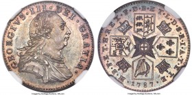 George III Proof 6 Pence 1787 PR64+ NGC, KM606.2, ESC-2190. Plain edge. Variety with hearts in the Hanoverian shield. A beloved design, particularly w...