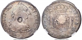 George III Counterstamped Bank Dollar ND (1797-1799) VF30 NGC, cf. KM629 (this early host date not listed), S-3765A, ESC-1854 (R2). Displaying oval bu...
