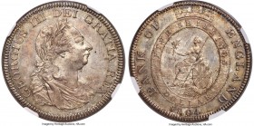 George III Bank Dollar of 5 Shillings 1804 MS64 NGC, KM-Tn1, S-3768, ESC-164. A superb near-gem example of this popular overstruck type, displaying or...