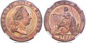 George III copper Proof Pattern Restrike 1/2 Penny 1795 PR66 Brown NGC, Peck-1054. By W. J. Taylor. A beautiful restrike produced from salvaged Soho m...