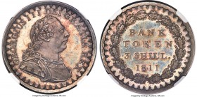 George III Proof Bank Token of 3 Shillings 1811 PR65 NGC, KM-Tn4, S-3769, ESC-2067 (R4; prev. ESC-409A). Variety with front laurel leaf between D and ...